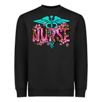 Black floral nurse Heavyweight Sweatshirt - AdoDesignShop