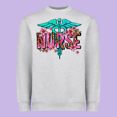 Floral Nurse Heavyweight Sweatshirt Designed By Adodesignshop