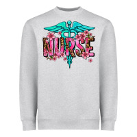 Heather Grey floral nurse Heavyweight Sweatshirt - AdoDesignShop