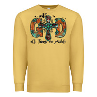 Antique Gold with god all things are possible gemstone cross Premium Sweatshirt - Jasminsmagicworld