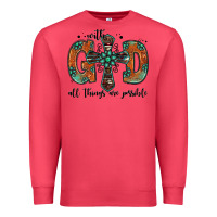 Cardinal with god all things are possible gemstone cross Premium Sweatshirt - Jasminsmagicworld