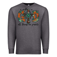 Charcoal Heather with god all things are possible gemstone cross Premium Sweatshirt - Jasminsmagicworld