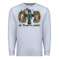 Heather Grey with god all things are possible gemstone cross Premium Sweatshirt - Jasminsmagicworld