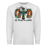 Oatmeal Heather with god all things are possible gemstone cross Premium Sweatshirt - Jasminsmagicworld