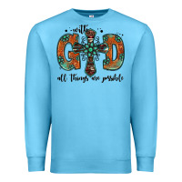 Ocean Blue with god all things are possible gemstone cross Premium Sweatshirt - Jasminsmagicworld