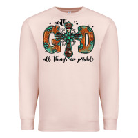 Pale Pink with god all things are possible gemstone cross Premium Sweatshirt - Jasminsmagicworld