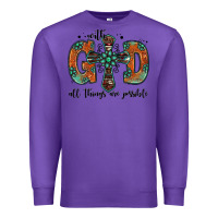 Purple with god all things are possible gemstone cross Premium Sweatshirt - Jasminsmagicworld