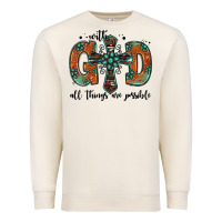 Sandshell with god all things are possible gemstone cross Premium Sweatshirt - Jasminsmagicworld