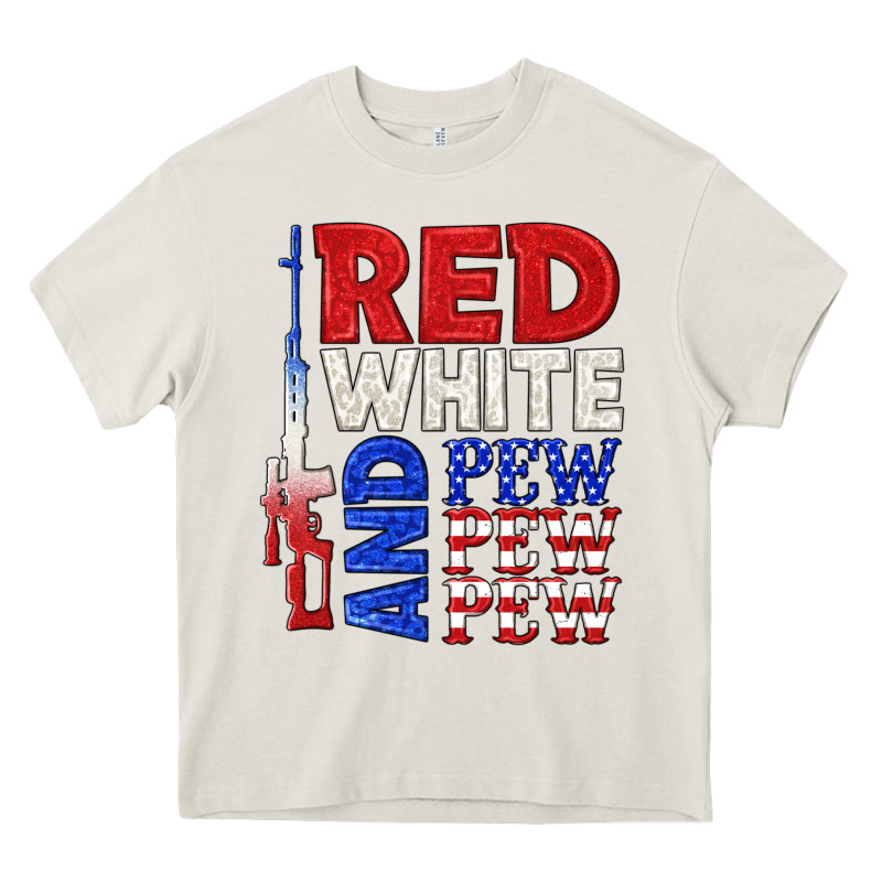 Red White And Pew Pew Pew Heavy Core Tee by texasbilliewilder | Teevron