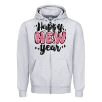 Heather Grey happy new year Zipper Hoodie - MaliasSmallBusiness