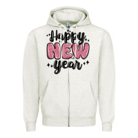 Oatmeal Heather happy new year Zipper Hoodie - MaliasSmallBusiness
