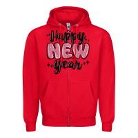 Red happy new year Zipper Hoodie - MaliasSmallBusiness