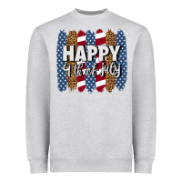 Heather Grey happy 4th of july brushstrokes Heavyweight Sweatshirt - BundleAndBundleShop