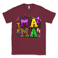 Burgundy Mardi Gras leopard frame mama Mother's Day Classic Tee - LillyAllenDesigns