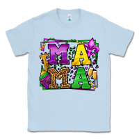 Dusty Blue Mardi Gras leopard frame mama Mother's Day Classic Tee - LillyAllenDesigns
