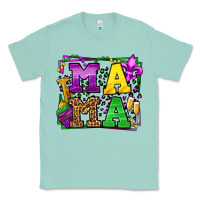 Seafoam Mardi Gras leopard frame mama Mother's Day Classic Tee - LillyAllenDesigns