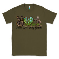 Army Green Peace Love Baby Gorilla Classic Tee - LillyAllenDesigns