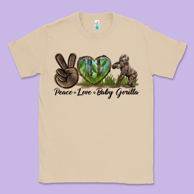 Peace Love Baby Gorilla Classic Tee Designed By Lillyallendesigns