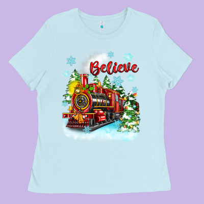 Christmas Polar Express Believe Ladies Tee Designed By Zillion Design Studio