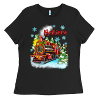 Black christmas polar express believe Ladies Tee - Zillion Design Studio