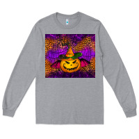 Heather Grey halloween jack o'lantern tumbler Long Sleeve Tee - Jasminsmagicworld