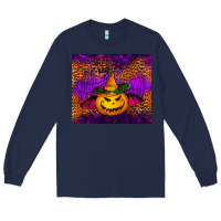 Navy halloween jack o'lantern tumbler Long Sleeve Tee - Jasminsmagicworld