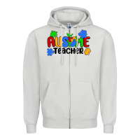 Dove Grey ausome teacher Zipper Hoodie - MaliasSmallBusiness