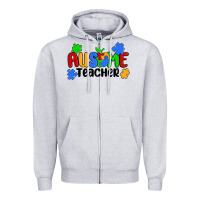 Heather Grey ausome teacher Zipper Hoodie - MaliasSmallBusiness