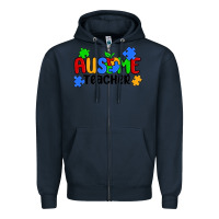 Navy ausome teacher Zipper Hoodie - MaliasSmallBusiness