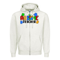 Oatmeal Heather ausome teacher Zipper Hoodie - MaliasSmallBusiness