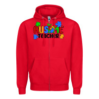 Red ausome teacher Zipper Hoodie - MaliasSmallBusiness
