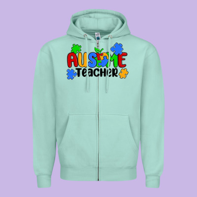 Ausome Teacher Zipper Hoodie Designed By Maliassmallbusiness