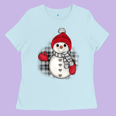 Grey Christmas Snowman Ladies Tee Designed By Jahusdesignshop