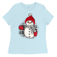 Baby Blue grey christmas snowman Ladies Tee - JahusDesignShop