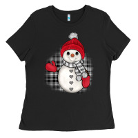 Black grey christmas snowman Ladies Tee - JahusDesignShop