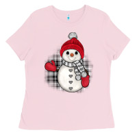 Bubblegum Pink grey christmas snowman Ladies Tee - JahusDesignShop