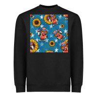 Black 4th of july sunflowers hotdog seamless pattern Heavyweight Sweatshirt - BundleAndBundleShop