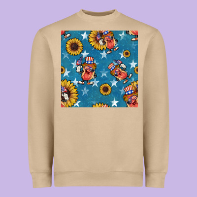 4th Of July Sunflowers Hotdog Seamless Pattern Heavyweight Sweatshirt Designed By Bundleandbundleshop
