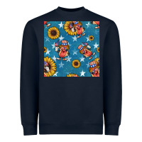 Navy 4th of july sunflowers hotdog seamless pattern Heavyweight Sweatshirt - BundleAndBundleShop