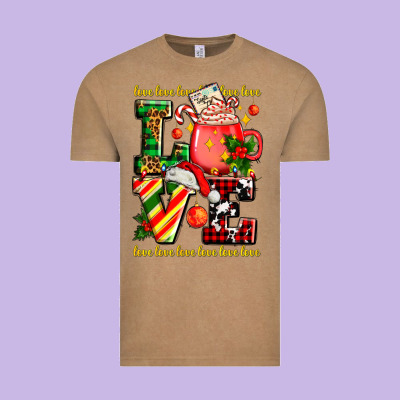 Love With Coffee Cup And Christmas Lights Vintage Tee Designed By Adodesignshop