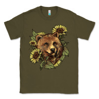 Army Green bear head sunflowers Classic Tee - NancyCooperArtShop