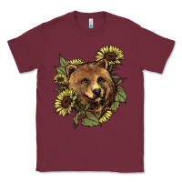 Burgundy bear head sunflowers Classic Tee - NancyCooperArtShop