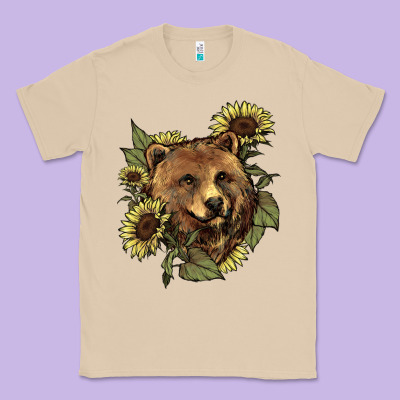 Bear Head Sunflowers Classic Tee Designed By Nancycooperartshop