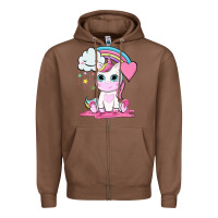 Chestnut cute unicorn and rainbow Zipper Hoodie - NancyCooperArtShop