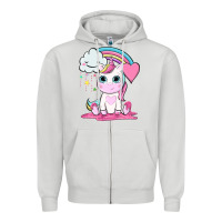 Dove Grey cute unicorn and rainbow Zipper Hoodie - NancyCooperArtShop
