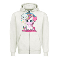 Oatmeal Heather cute unicorn and rainbow Zipper Hoodie - NancyCooperArtShop