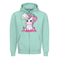 Seafoam cute unicorn and rainbow Zipper Hoodie - NancyCooperArtShop