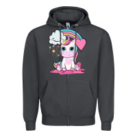 Smoke cute unicorn and rainbow Zipper Hoodie - NancyCooperArtShop