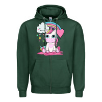 Sports Green cute unicorn and rainbow Zipper Hoodie - NancyCooperArtShop