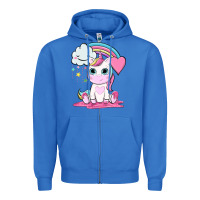 True Royal cute unicorn and rainbow Zipper Hoodie - NancyCooperArtShop